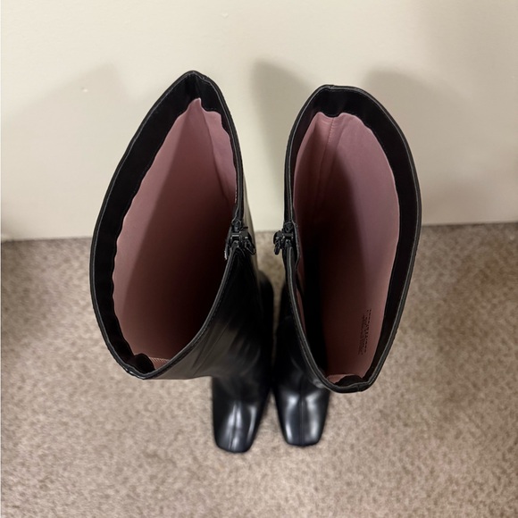 Zara black square toe knee high boots Size 7 EU 37 - Picture 14 of 16